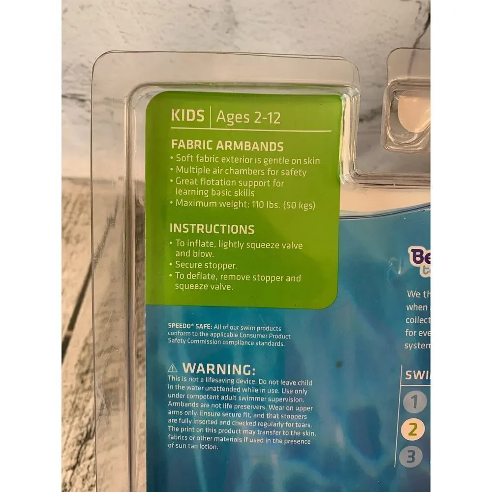 SPEEDO Kid’s Fabric Swim Armbands / Ages 2-12 Weight 33-110 Lbs